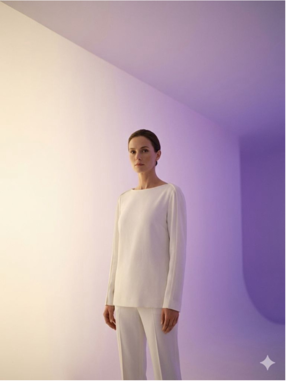PIAZZA SEMPIONE NWOT White Crepe Long Sleeve Blouse Size 46 12